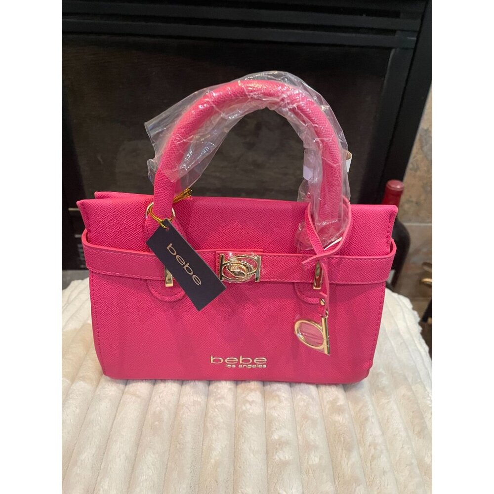B304 -  Bebe Evie small satchel bag in orchid faux leather